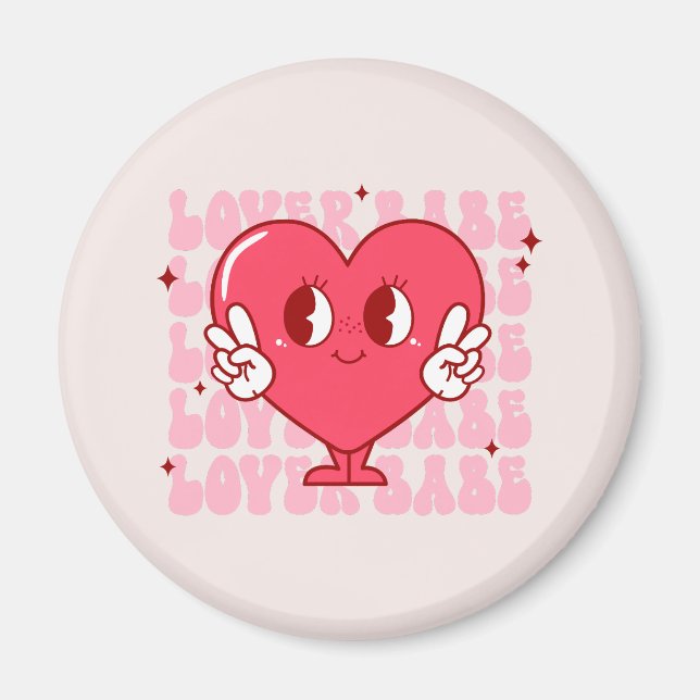 Cute Älskare Babe Heart Magnet (Framsidan)