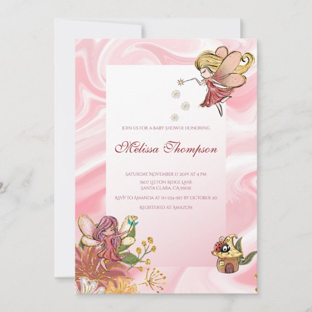 Cute Älvor Woodland Magic Forest Baby Shower Inbjudningar (Framsida)