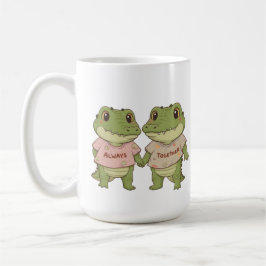 Cute Always Together Crocodile Couple Matching T-S Kaffemugg