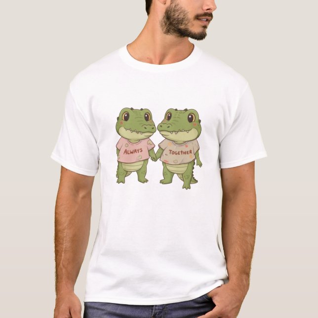 Cute Always Together Crocodile Couple Matching T-S T Shirt (Framsida)