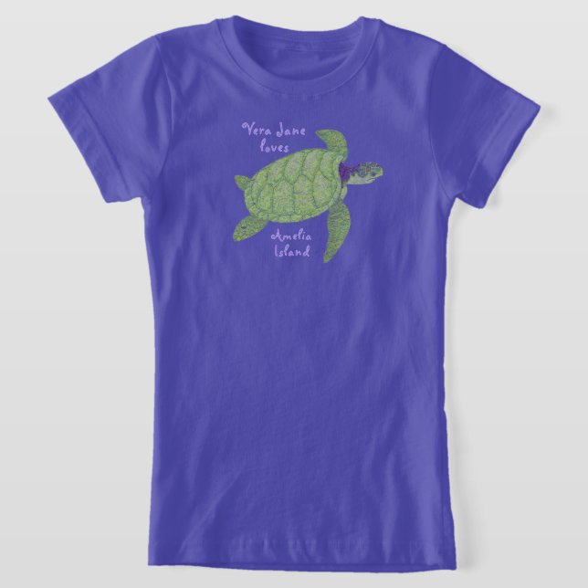 Cute Amelia Island Florida Sea Turtle T Shirt (Laydown)