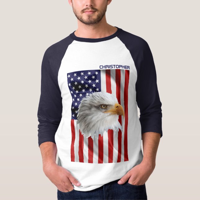 Cute American Eagle, USA flagga, Patriotic T Shirt (Framsida)