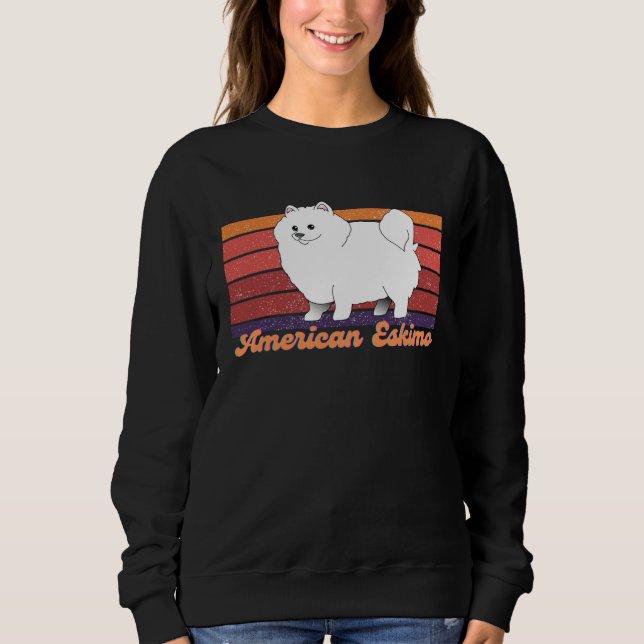 Cute American Eskimo Dog Retro Vintage T Shirt (Framsida)