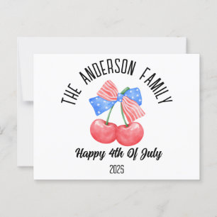 Cute American Flagga Bow Personlig Namn Helgdag Vykort