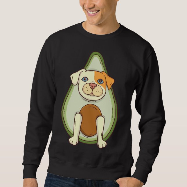 Cute American Pitbull in Avocado Pitbull Älskare m Lång Ärmad Tröja (Framsida)