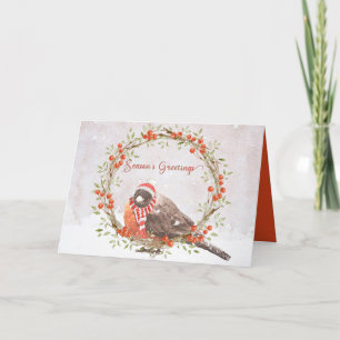 Cute American Robin Watercolor - julfödelse Helgkort