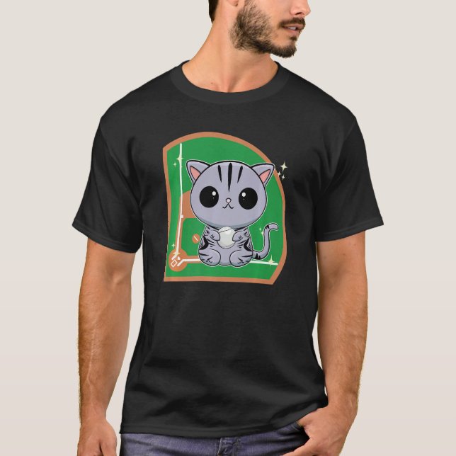 Cute American Shorthair Cat Baseball Player T Shirt (Framsida)
