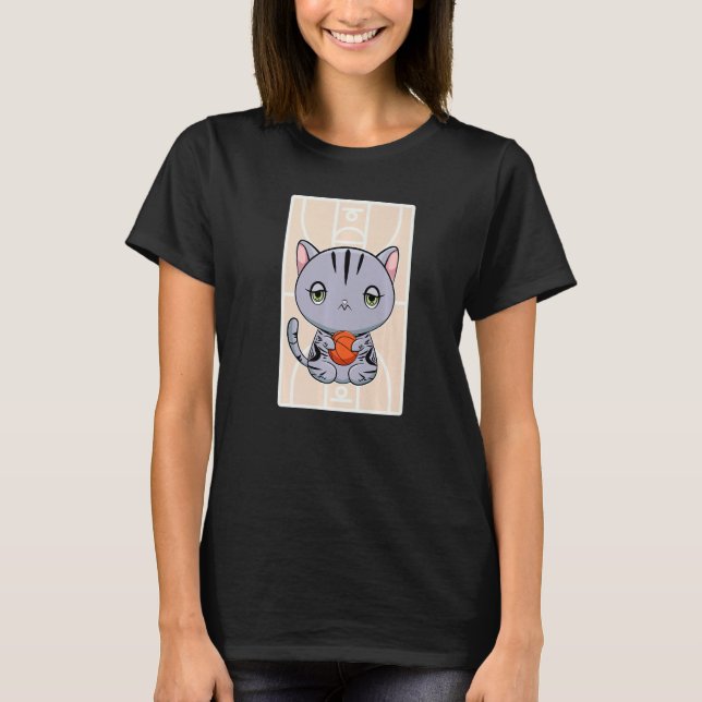 Cute American Shorthair Cat Basketball Streetball T Shirt (Framsida)