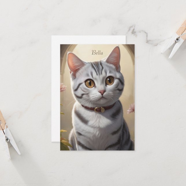 Cute American Shorthair Cat med Big Ögon (Fram/Back In Situ)