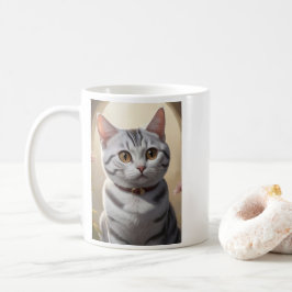 Cute American Shorthair Cat med Big Ögon Kaffemugg