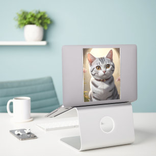 Cute American Shorthair Cat med Big Ögon Klistermärken