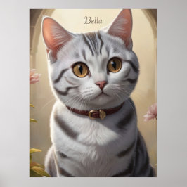 Cute American Shorthair Cat med Big Ögon Poster