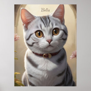 Cute American Shorthair Cat med Big Ögon Poster