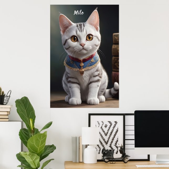 Cute American Shorthair Kitten med stort Ögon Poster (Hemmakontoret)