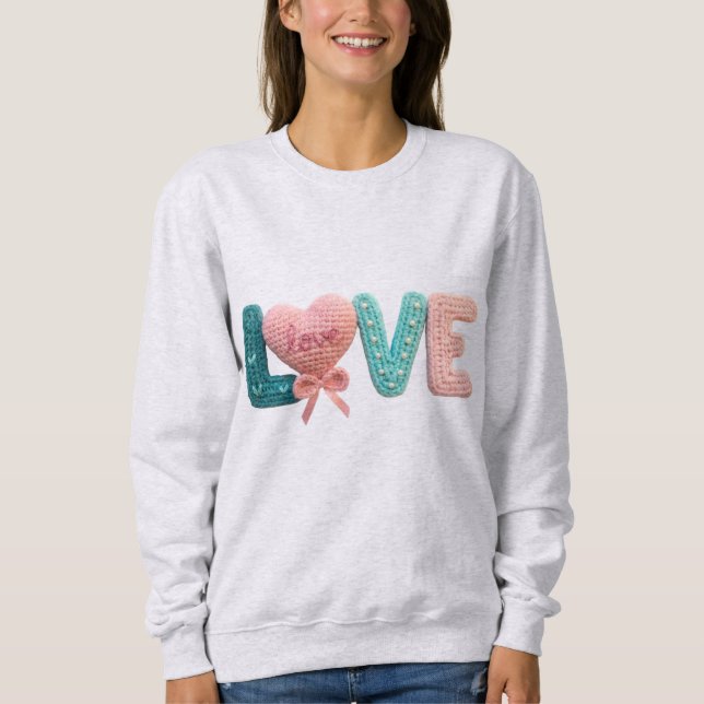Cute Amigurumi Crochet Love Letters Kawaii Heart  T Shirt (Framsida)