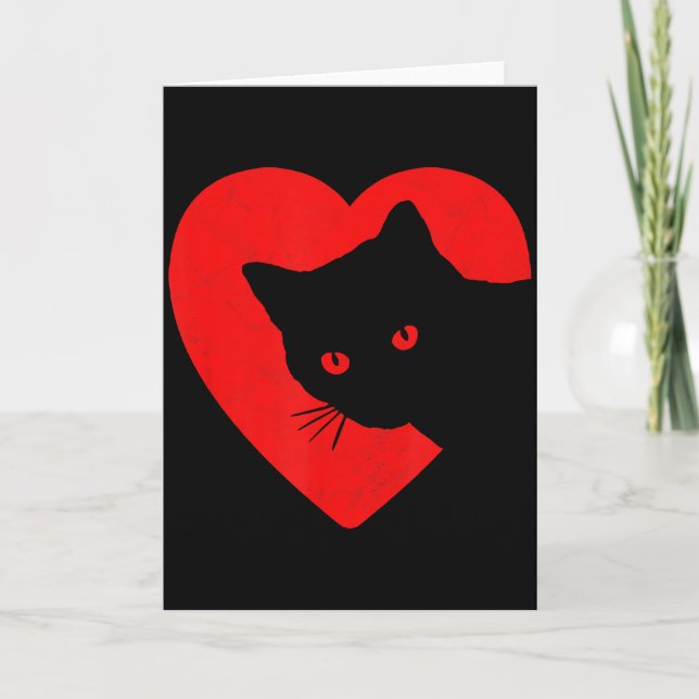 Cute &amp; Funny Cat Valentines Heart Graphic For  Kort (Framsida)