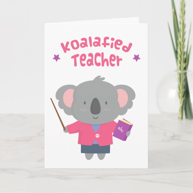 Cute Amusing Pun Koala Bear Teacher Kort (Framsida)