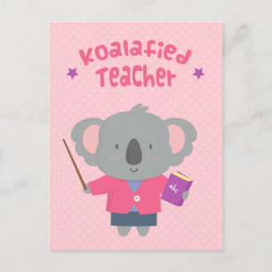 Cute Amusing Pun Koala Bear Teacher Vykort