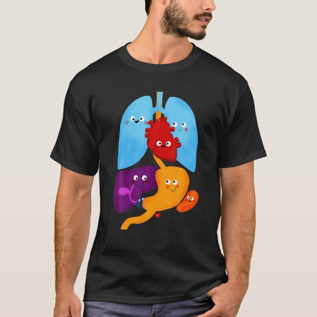 Cute Anatomy and Physiology Heart Lungans Organs T Shirt (Framsida)