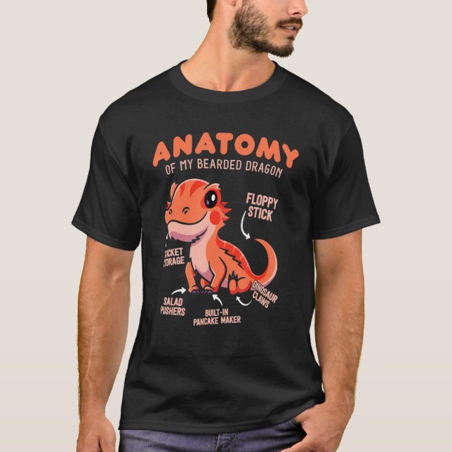 Cute Anatomy of a Bearded Dragon for Reptile T Shirt (Framsida)
