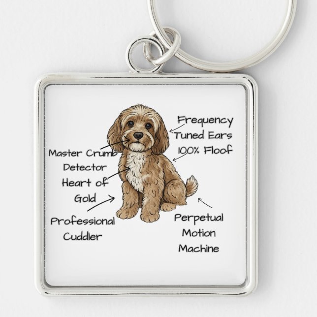 Cute Anatomy of a Cockapoo Dog Lover Gift Fyrkantig Silverfärgad Nyckelring (Framsidan)