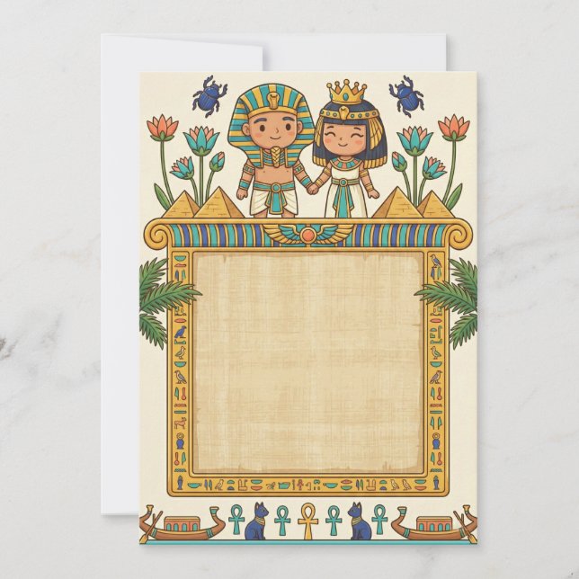Cute Ancient Egyptian Pharaoh Wedding Invitation Inbjudningar (Framsida)
