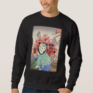Cute Ancient japansk kattart japansk körsbär Lång Ärmad Tröja