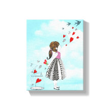 Cute and Adful Little Girl with Heart Bird Cage