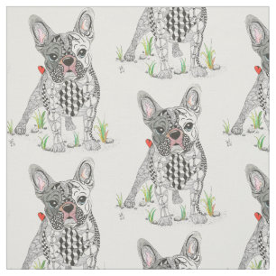 Cute and Adsible Fransk Bulldog Fabric Tyg