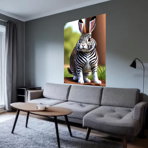 Cute and adsible Rabbit Zebra hybrid   AI Art Poster
