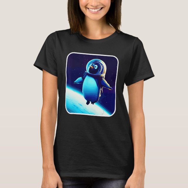 Cute And  Astronaut Penguin Space Penguin Galaxy M T Shirt (Framsida)