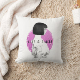 Cute and Classy Girl Rosa och svart Kudde