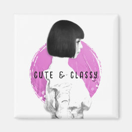 Cute and Classy Girl Rosa och svart Magnet
