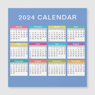 Cute and Colorful 2024 Calendar   Magnet