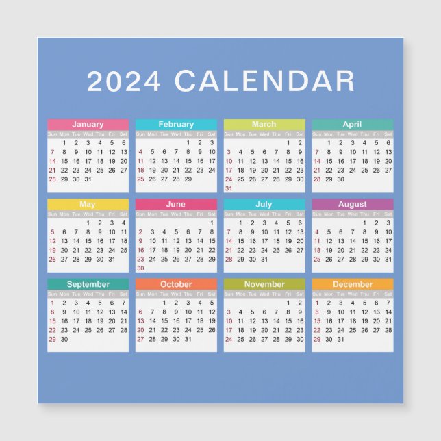 Cute and Colorful 2024 Calendar | Magnet (Framsida)