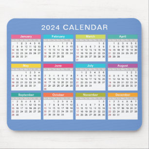 Cute and Colorful 2024 Calendar Mousepad Musmatta