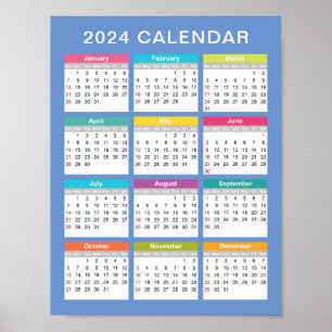 Cute and Colorful 2024 Calendar   POSTER