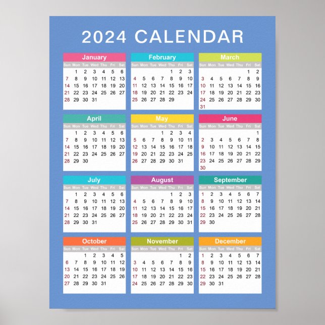 Cute and Colorful 2024 Calendar | POSTER (Framsidan)