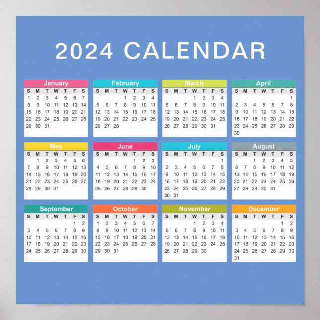 Cute and Colorful 2024 Calendar | POSTER (Framsidan)