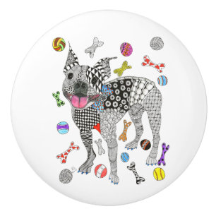 Cute and Colorful Boston Terrier Door Knob Knopp