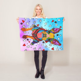 Cute and Colorful Boston Terrier Fleece Blanket