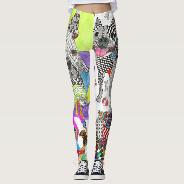 Cute and Colorful Boston Terrier Leggings (Framsida)