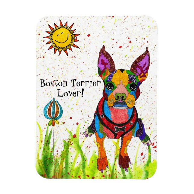 Cute and Colorful Boston Terrier Magnet (Vertikal)