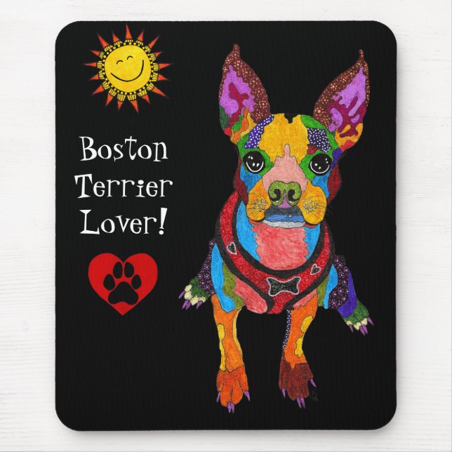 Cute and Colorful Boston Terrier Mousepad Musmatta (Framsidan)