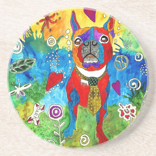 Cute and Colorful Boston Terrier Underlägg (Framsidan)