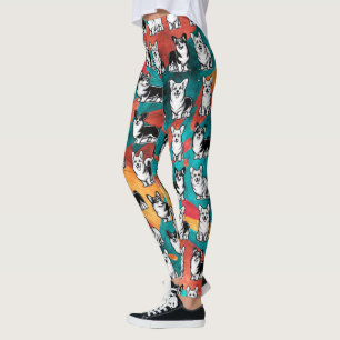 Cute and Colorful Cardigan Welsh Corgi Leggings