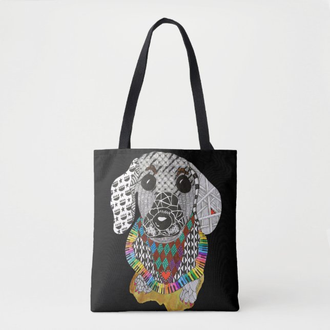 Cute and Colorful Dachshund Tote Bag Tygkasse (Framsida)