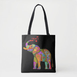 Cute and Colorful Elephant Tote Bag Tygkasse