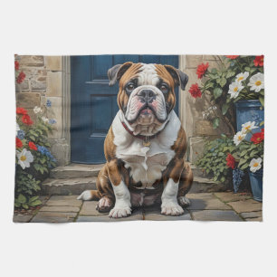 Cute and Colorful English Bulldog Kökshandduk