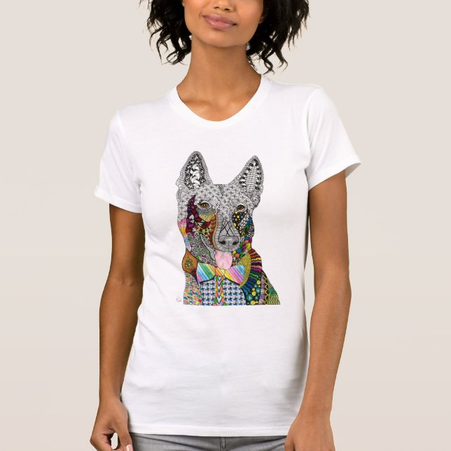 Cute and Colorful German Shepherd T-Shirt (Framsida)